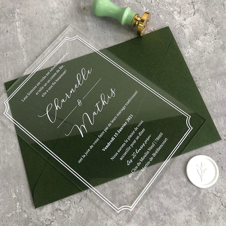 Acrylic wedding invitations Clear wedding invitations Luxury wedding invitations Modern wedding invitations Minimalist wedding invitations Elegant wedding invitations Unique wedding invitations Custom acrylic invitations Chic wedding invitations Personalized wedding invitations Simple wedding invitations Transparent wedding invitations Stylish wedding invitations Affordable acrylic wedding invitations Timeless wedding invitations