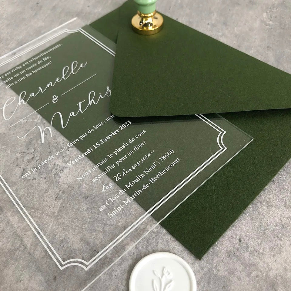 Acrylic wedding invitations Clear wedding invitations Luxury wedding invitations Modern wedding invitations Minimalist wedding invitations Elegant wedding invitations Unique wedding invitations Custom acrylic invitations Chic wedding invitations Personalized wedding invitations Simple wedding invitations Transparent wedding invitations Stylish wedding invitations Affordable acrylic wedding invitations Timeless wedding invitations