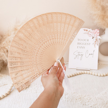 Load image into Gallery viewer, Sandalwood Fan Summer Wedding Favour with Custom Engraving
