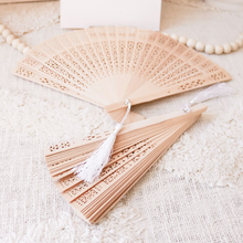 Load image into Gallery viewer, Sandalwood Fan Summer Wedding Favour with Custom Engraving
