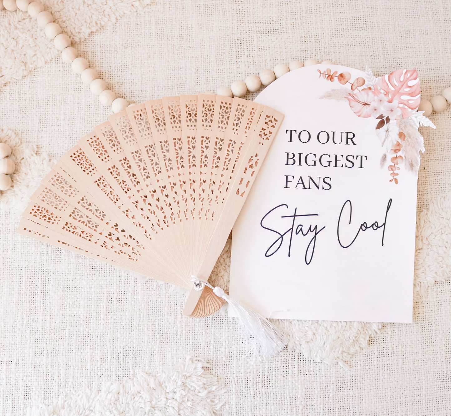 Sandalwood Fan Summer Wedding Favour with Custom Engraving