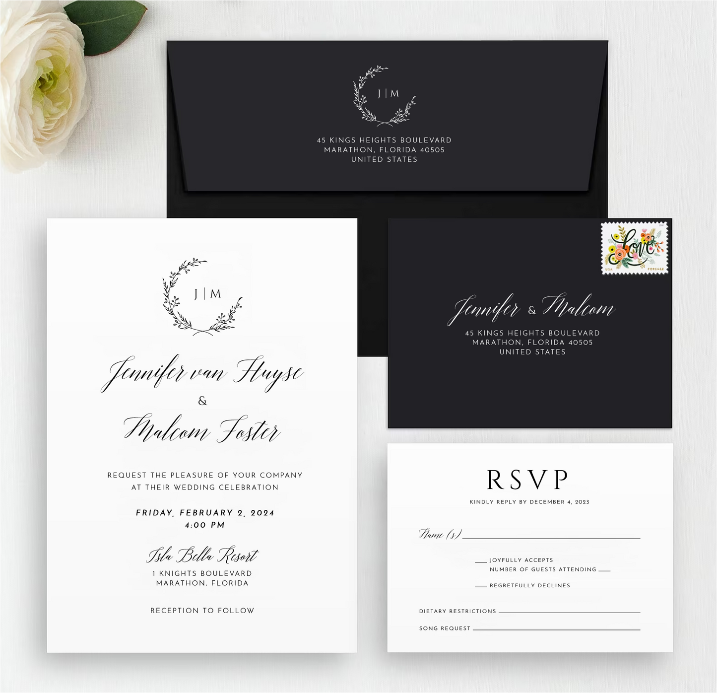 Minimalist Wedding Invitation Set Template