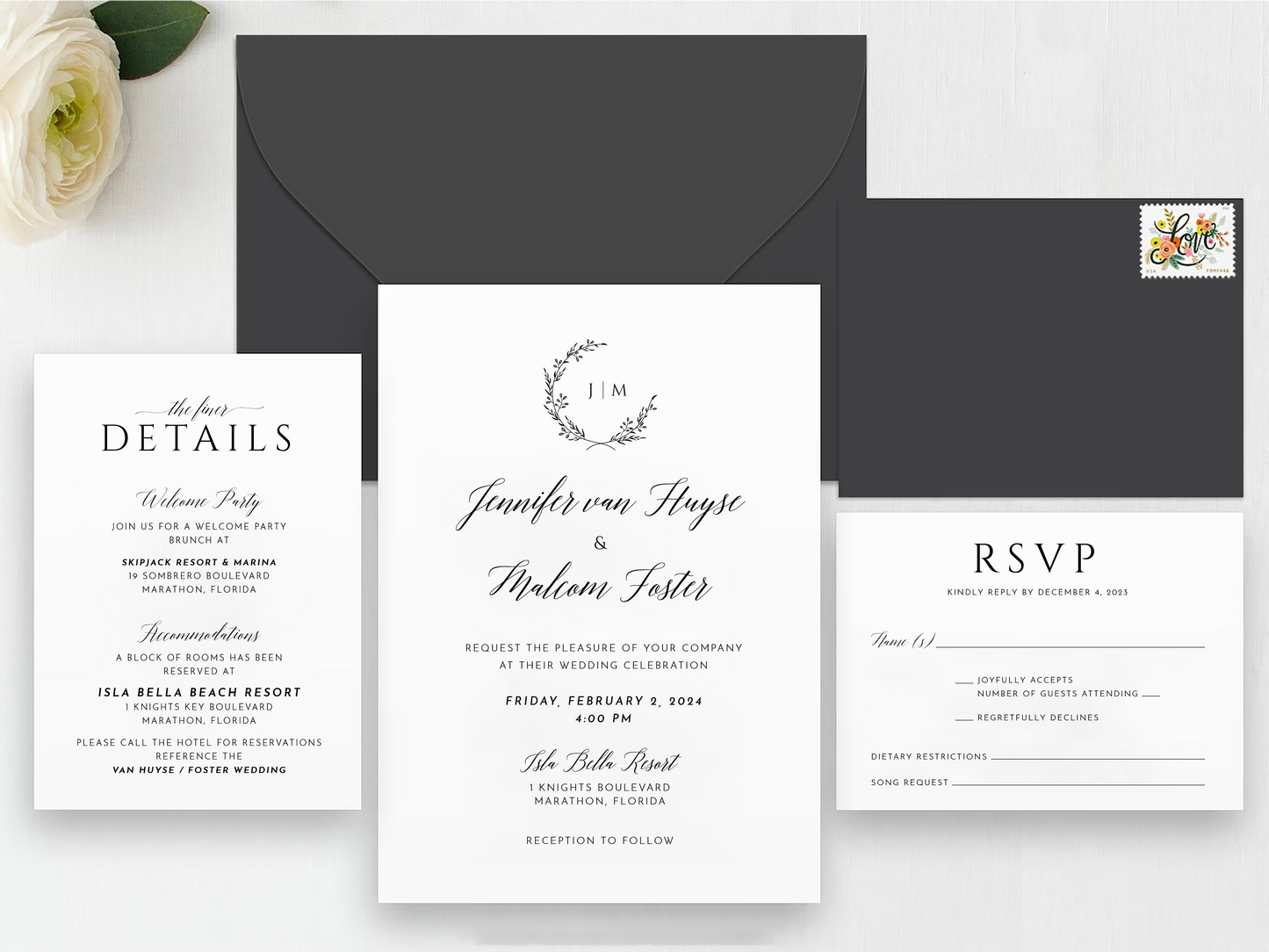 Minimalist Wedding Invitation Set Template