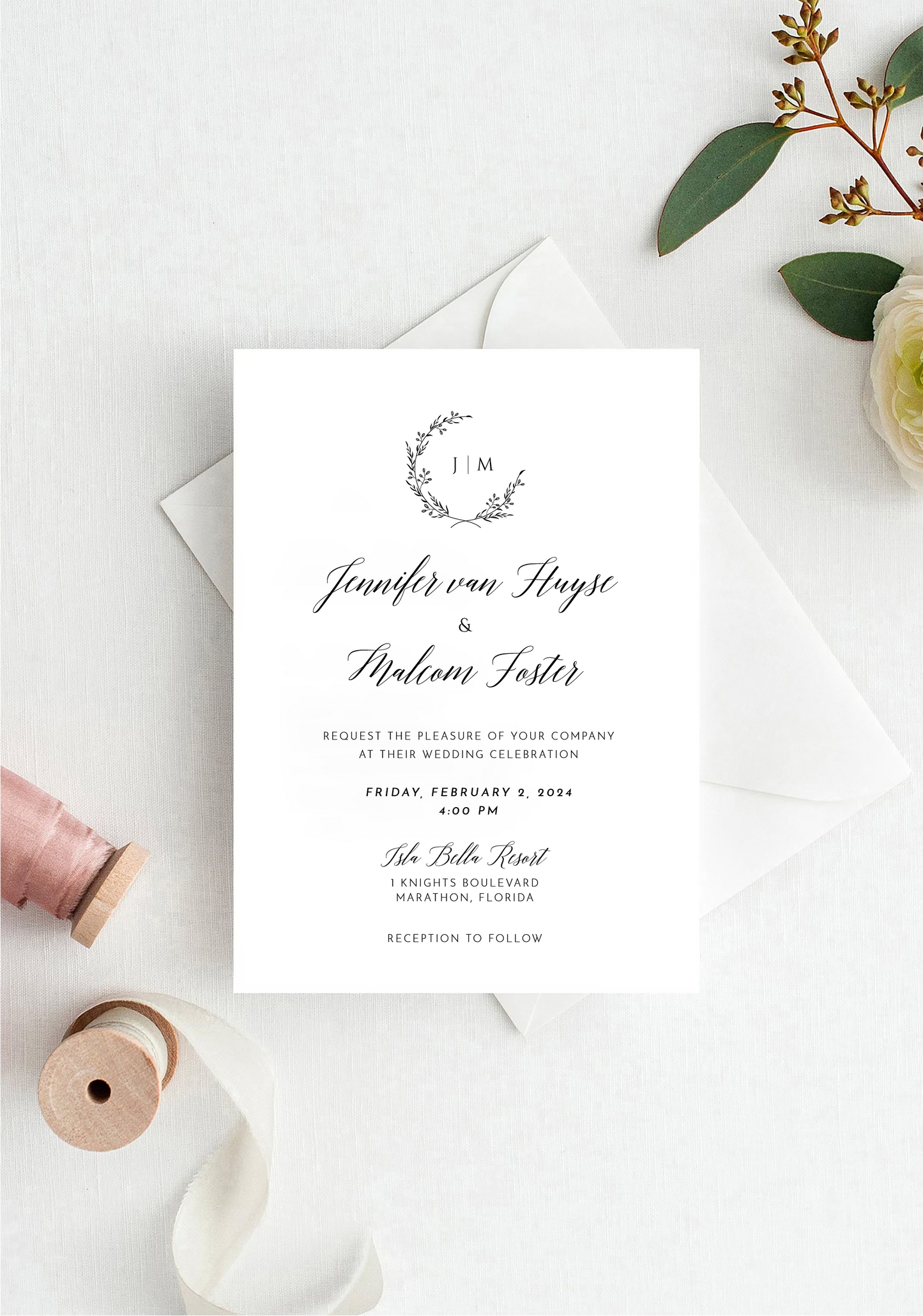 Minimalist Wedding Invitation Set Template