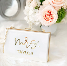 Load image into Gallery viewer, Mrs. Acrylic Clutch Purse for Bride
