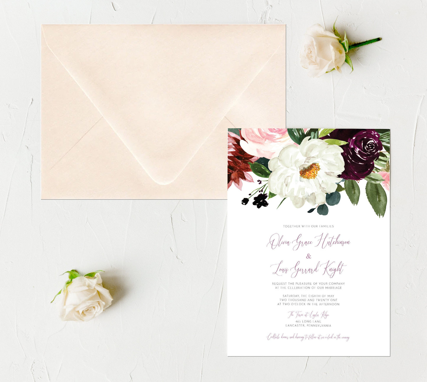 Blush Wedding Invitations - Set of 25