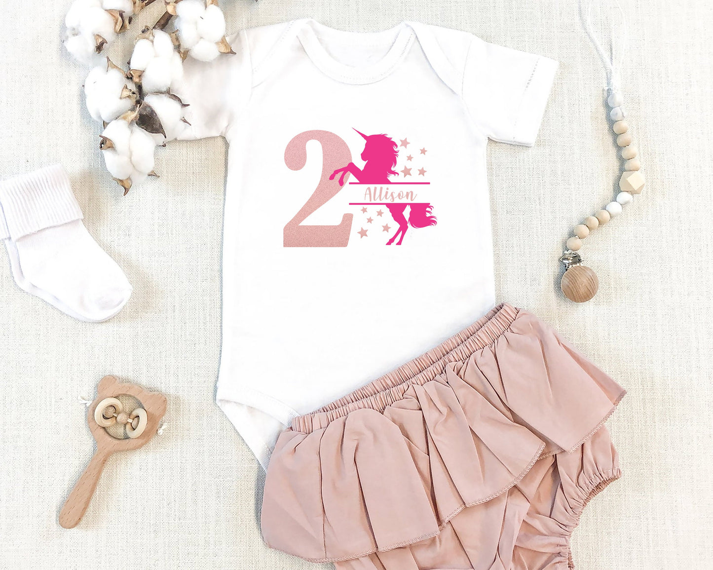 Unicorn Baby Bodysuit Personalized