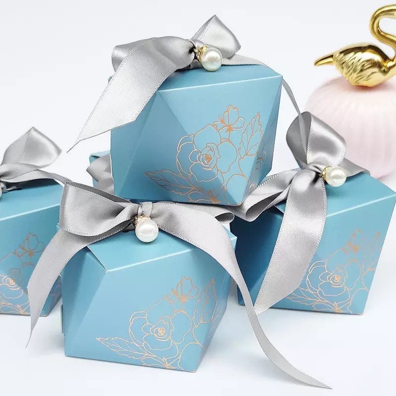 Blue Wedding Favour Boxes - Set of 25