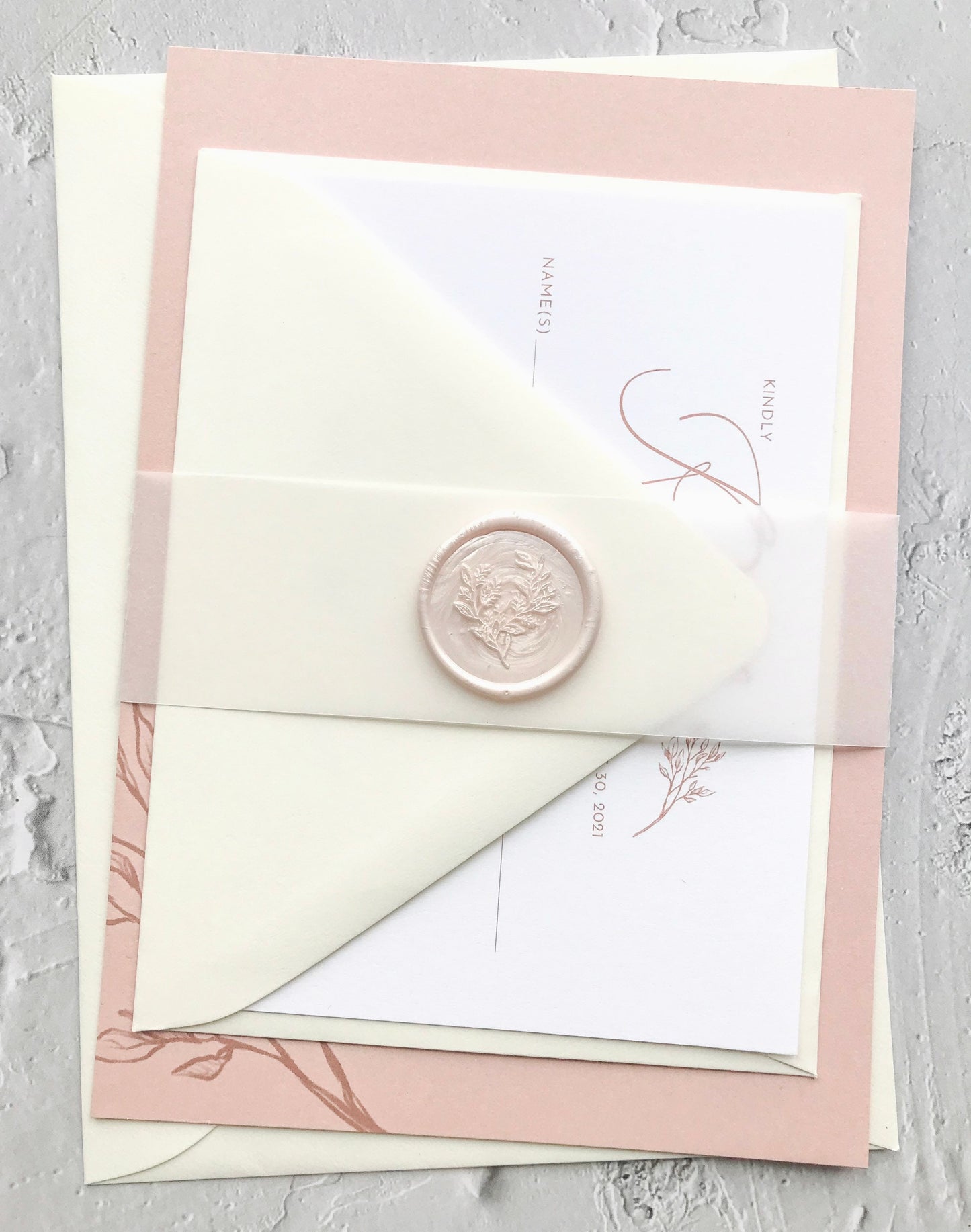 Blush Wedding Invitation Suite - Set of 25