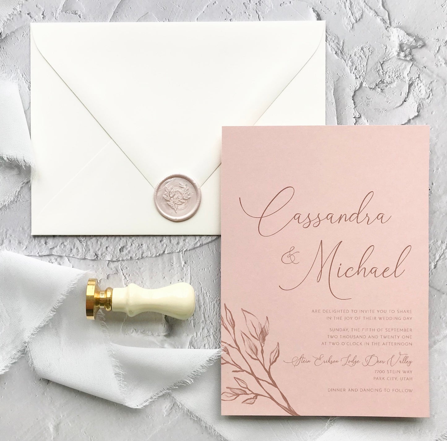Blush Wedding Invitation Suite - Set of 25