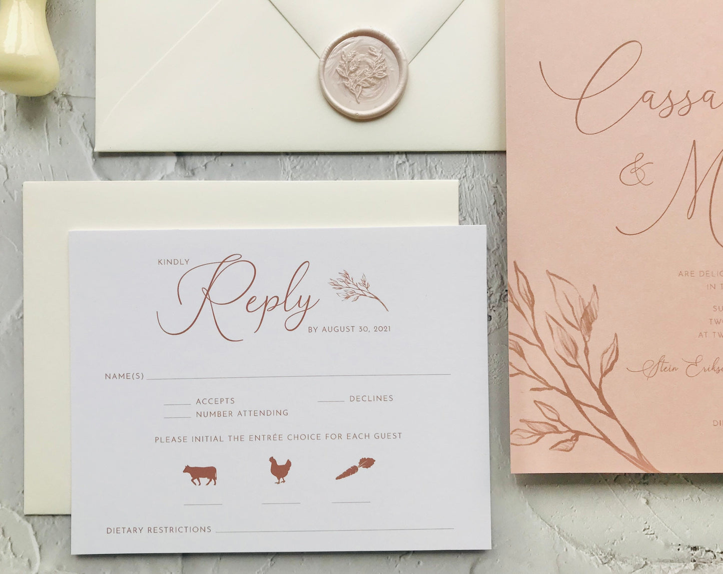Blush Wedding Invitation Suite - Set of 25