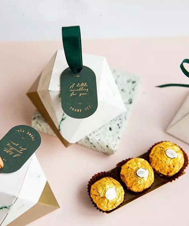 Marble Green Wedding Favour Boxes - Set of 25