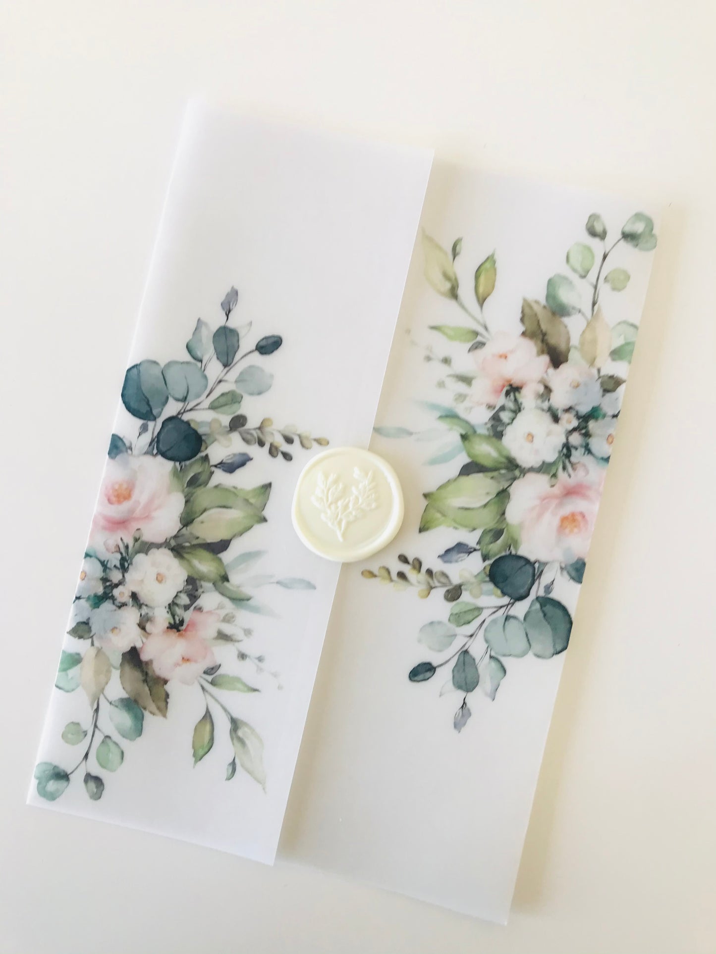 Vellum Wedding Invitations with Greenery - Set of 25