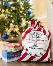 Load image into Gallery viewer, Christmas Santa Sack Personalized -  Red Striped Santa Sack
