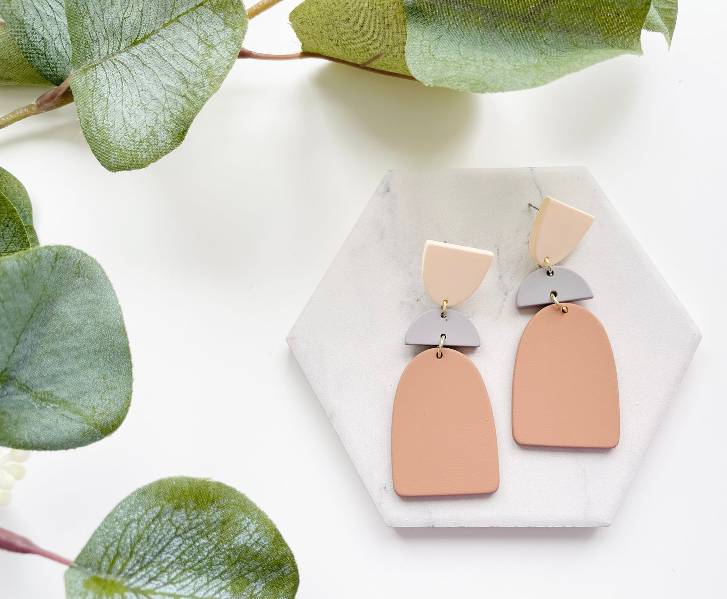 Blush Neutral Dangle Clay Earrings