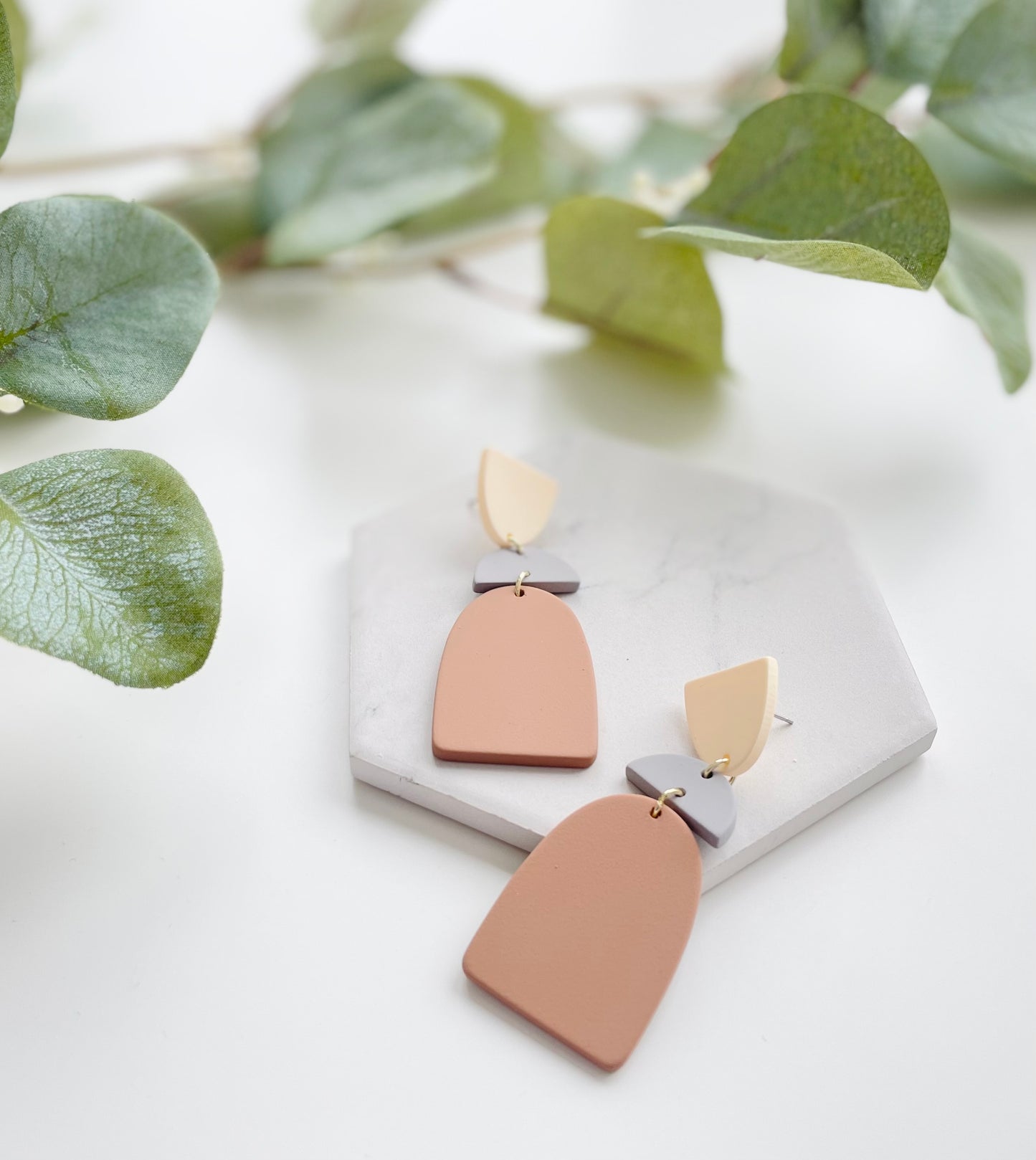 Blush Neutral Dangle Clay Earrings