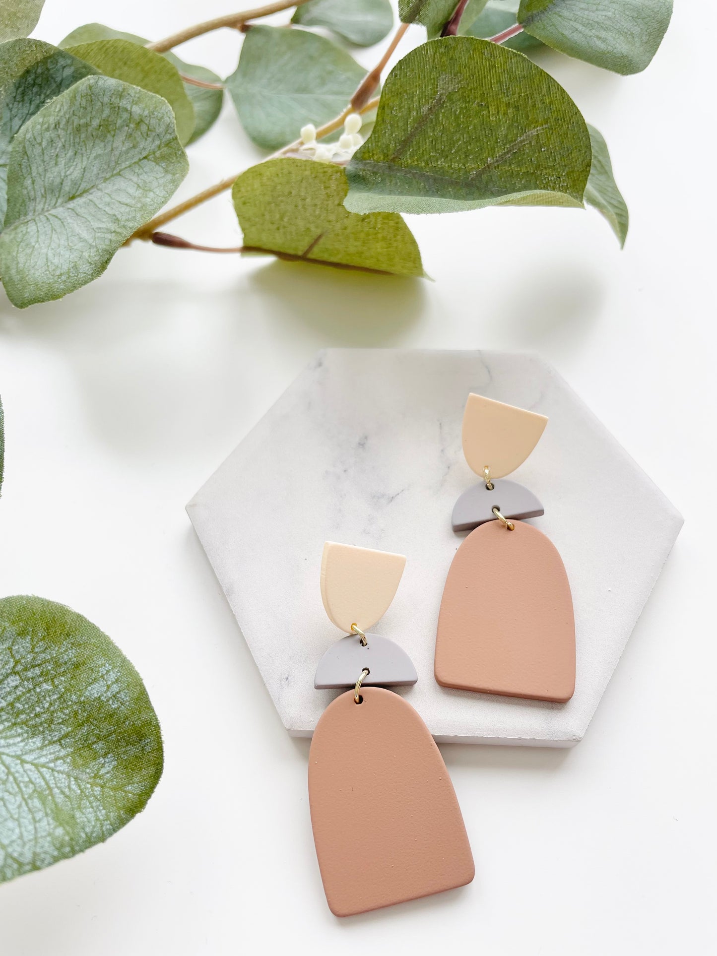Blush Neutral Dangle Clay Earrings