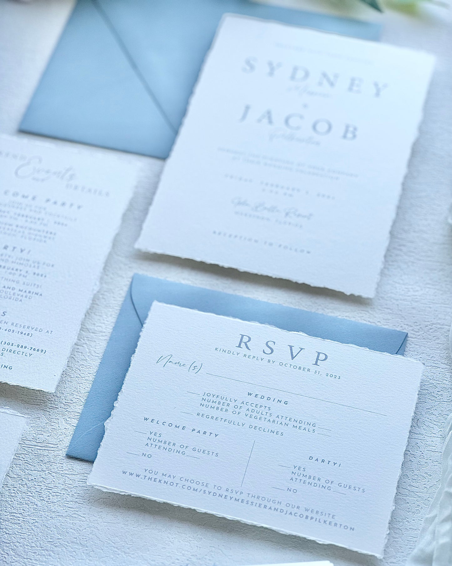 Dusty Blue Wedding Invitation Suite