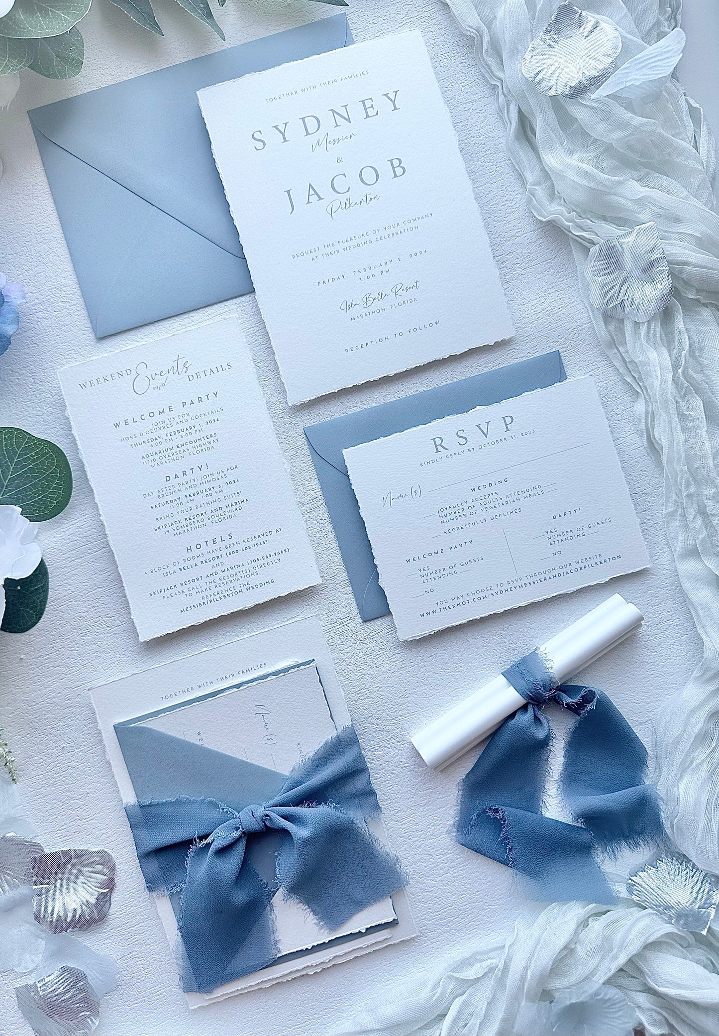 Dusty Blue Wedding Invitation Suite