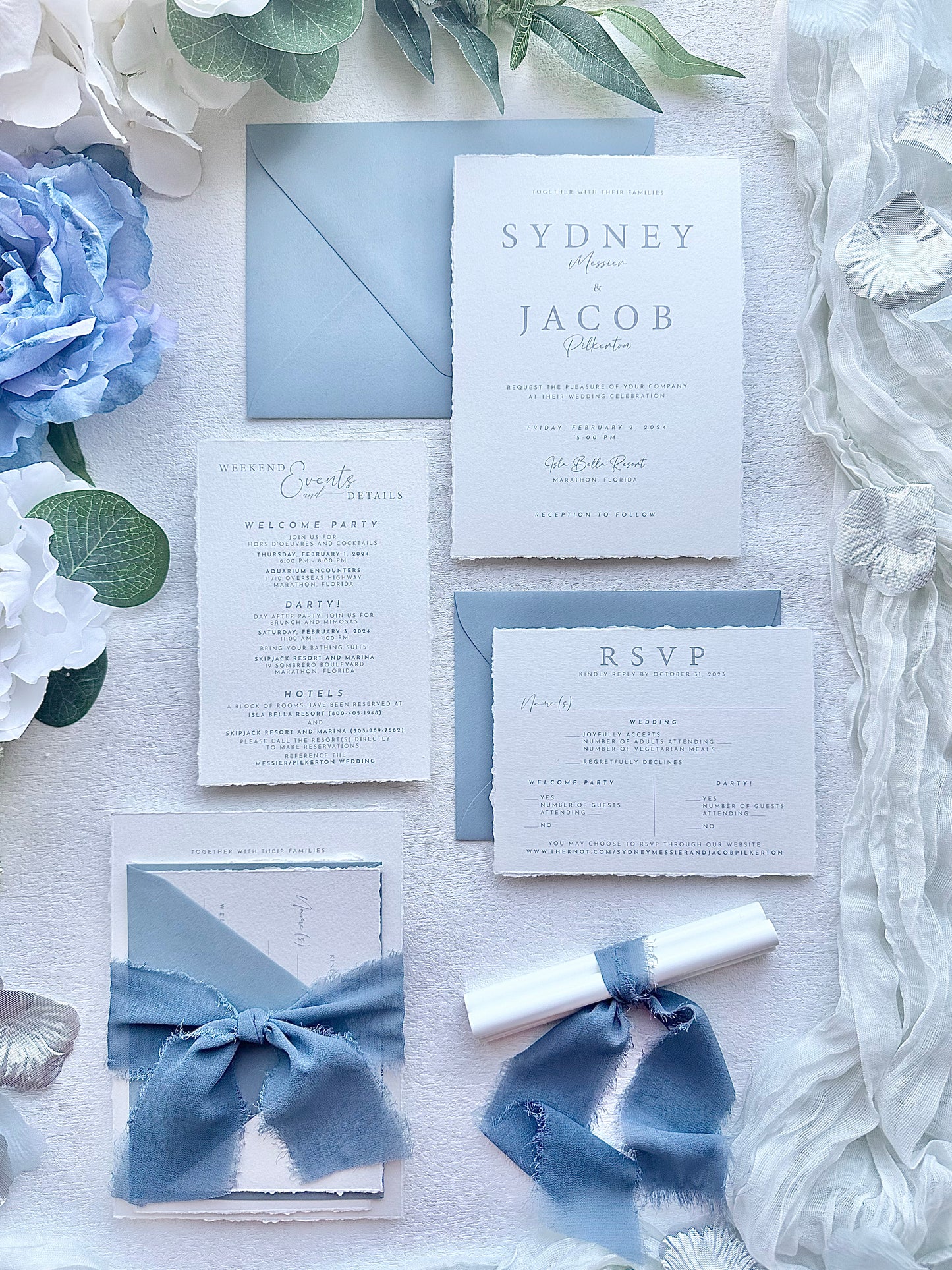 Dusty Blue Wedding Invitation Suite