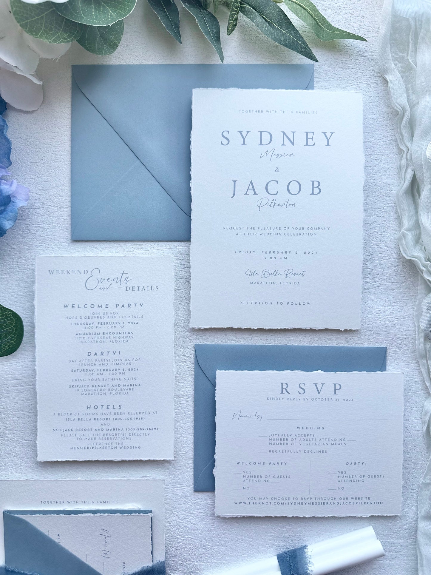 Dusty Blue Wedding Invitation Suite