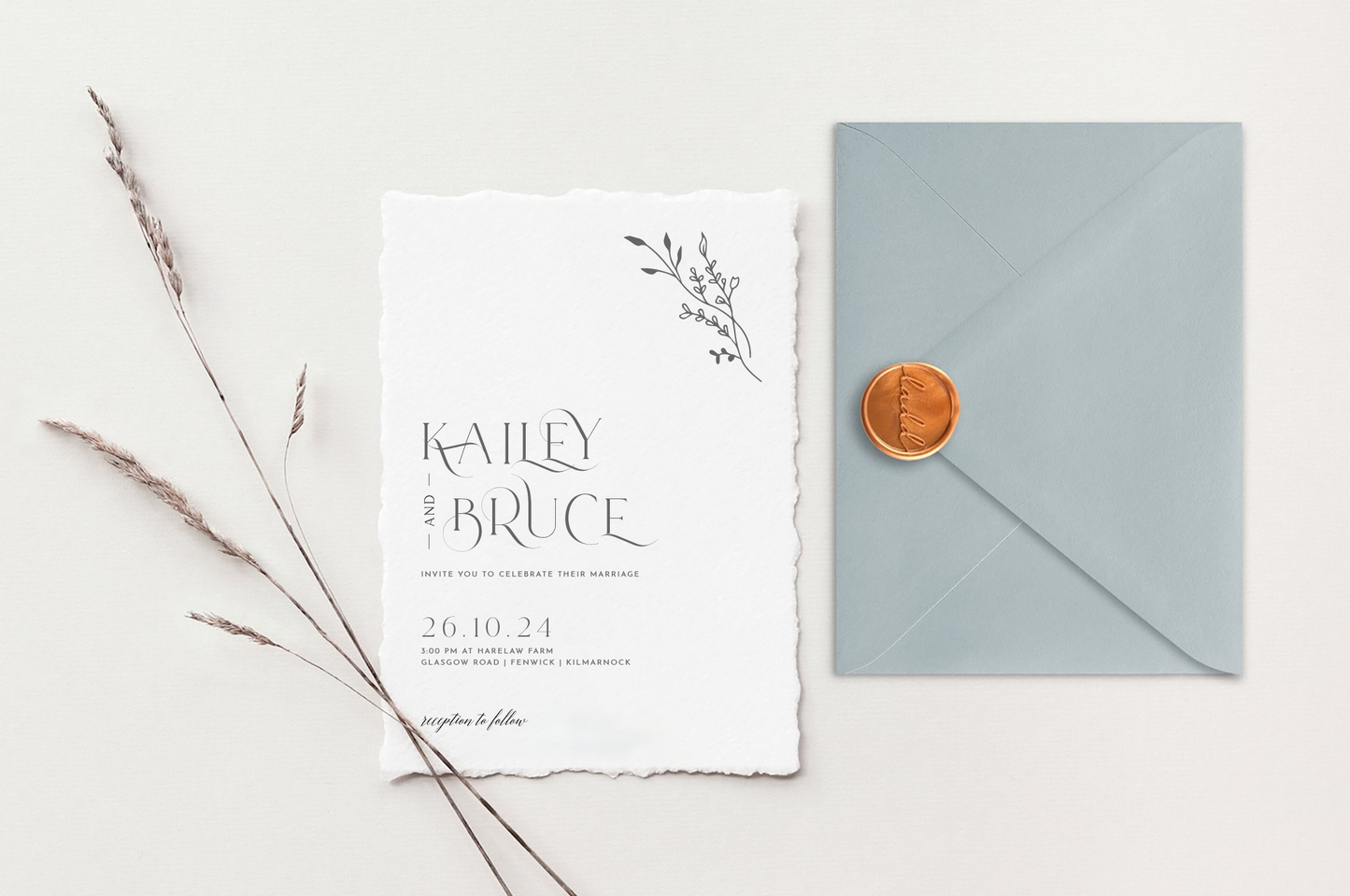 Modern Wedding Invitation Set Template