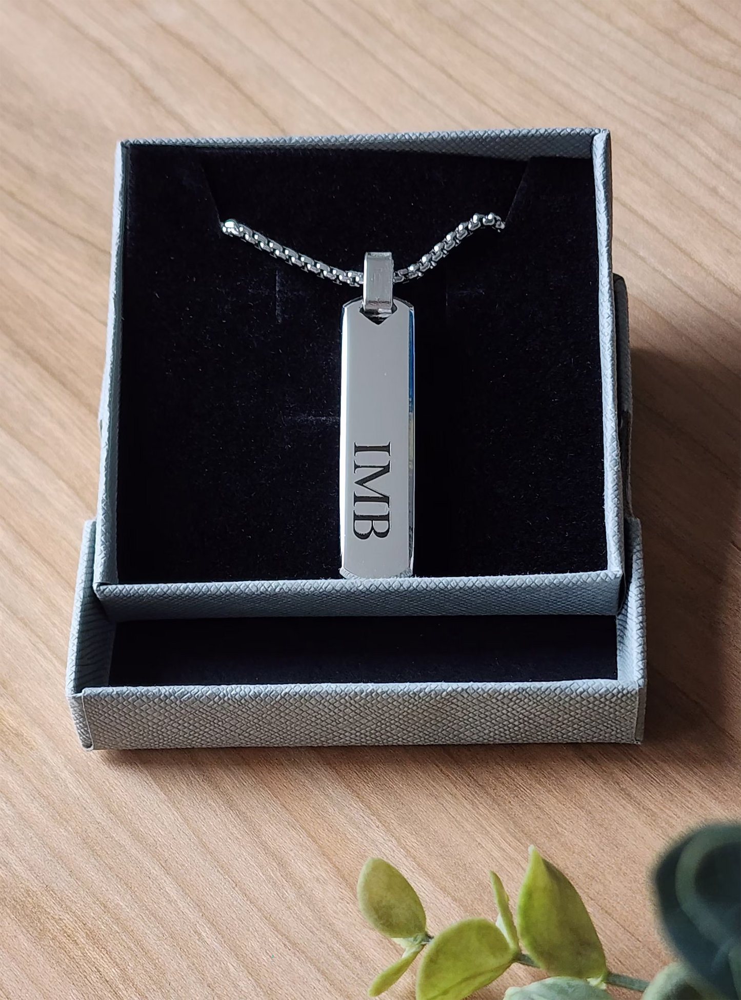 Engraved Bar Pendant Necklace