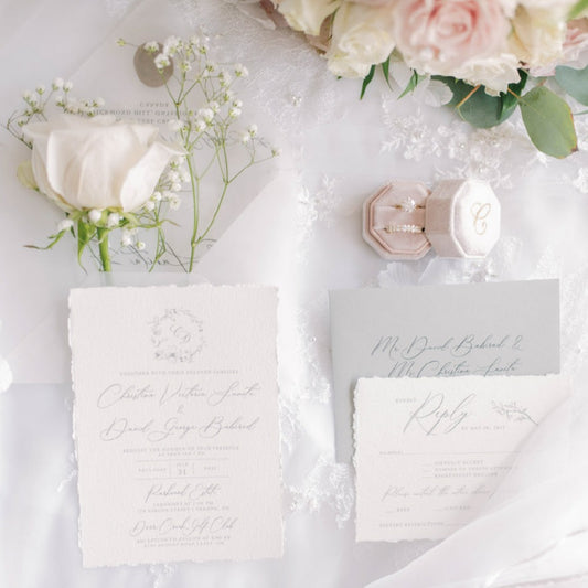 Deckle Edge Wedding Invitation Suite - Set of 25