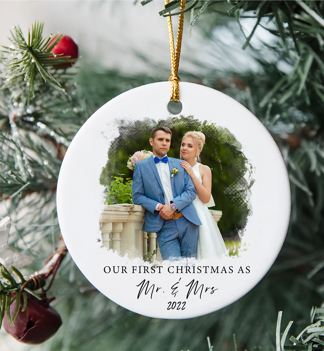 Our First Christmas as Mr. and Mrs. Ceramic Ornament