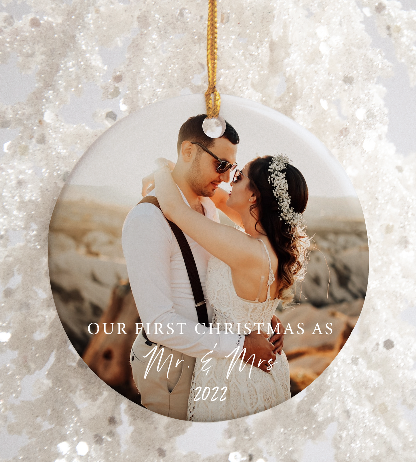 Our First Christmas as Mr. and Mrs. Ceramic Ornament