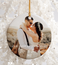 Load image into Gallery viewer, Our First Christmas as Mr. and Mrs. Ceramic Ornament
