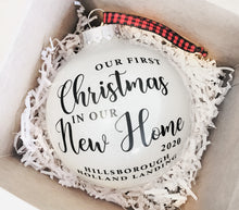 Load image into Gallery viewer, Our First Christmas in Our New Home Christmas Ornament - Large 5&quot; with Individual Gift Box
