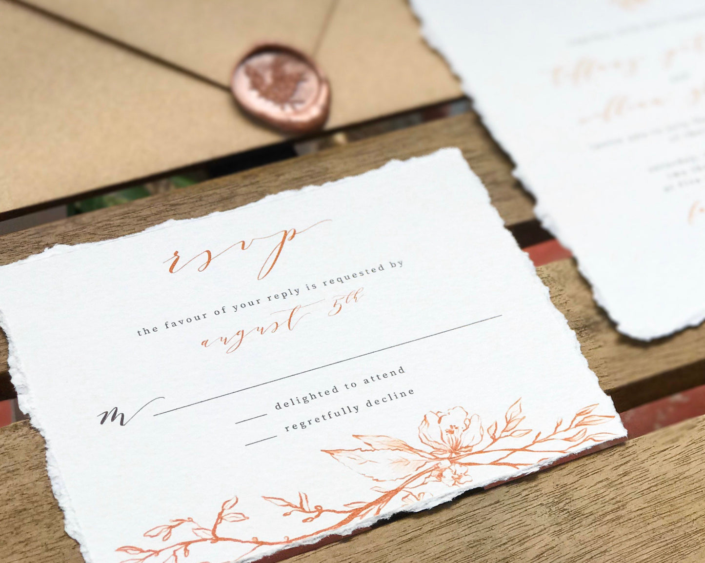 Deckle Edge Rustic Wedding Invitations - Set of 25