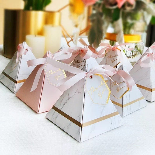 Pink and Gold Wedding Favor Boxes for Guests - Set of 25