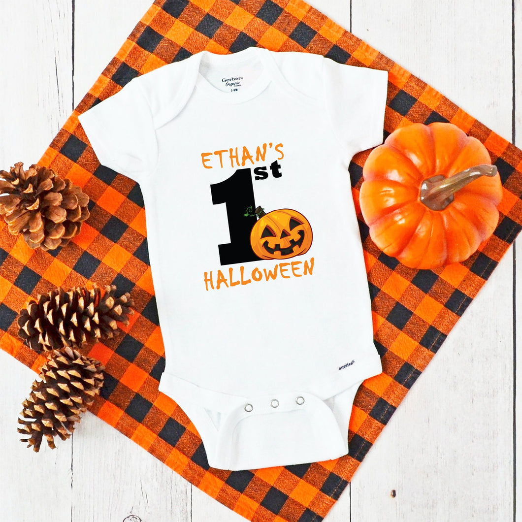 Halloween Pumpkin Baby Bodysuit Personalized
