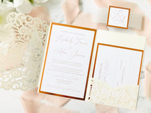 Load image into Gallery viewer, Laser Cut Wedding Invitation with Pocket - Set of 25
