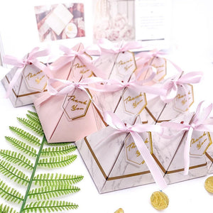 Pink and Gold Wedding Favor Boxes for Guests - Set of 25