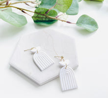 Load image into Gallery viewer, White Bridal Polymer Clay Earrings
