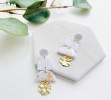 Load image into Gallery viewer, White and Gold Polymer Clay Earrings
