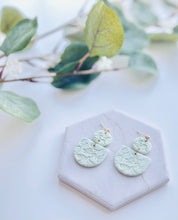 Load image into Gallery viewer, Sage Green Polymer Clay Earrings with Floral Designs
