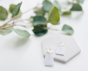 White Bridal Polymer Clay Earrings