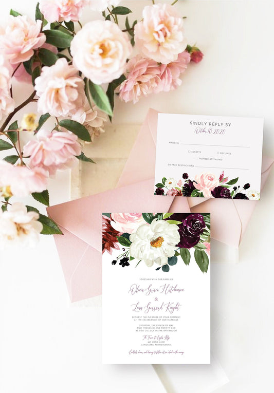 Blush Wedding Invitations - Set of 25