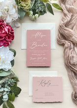 Load image into Gallery viewer, Deckle Edge Blush Invitation Suite
