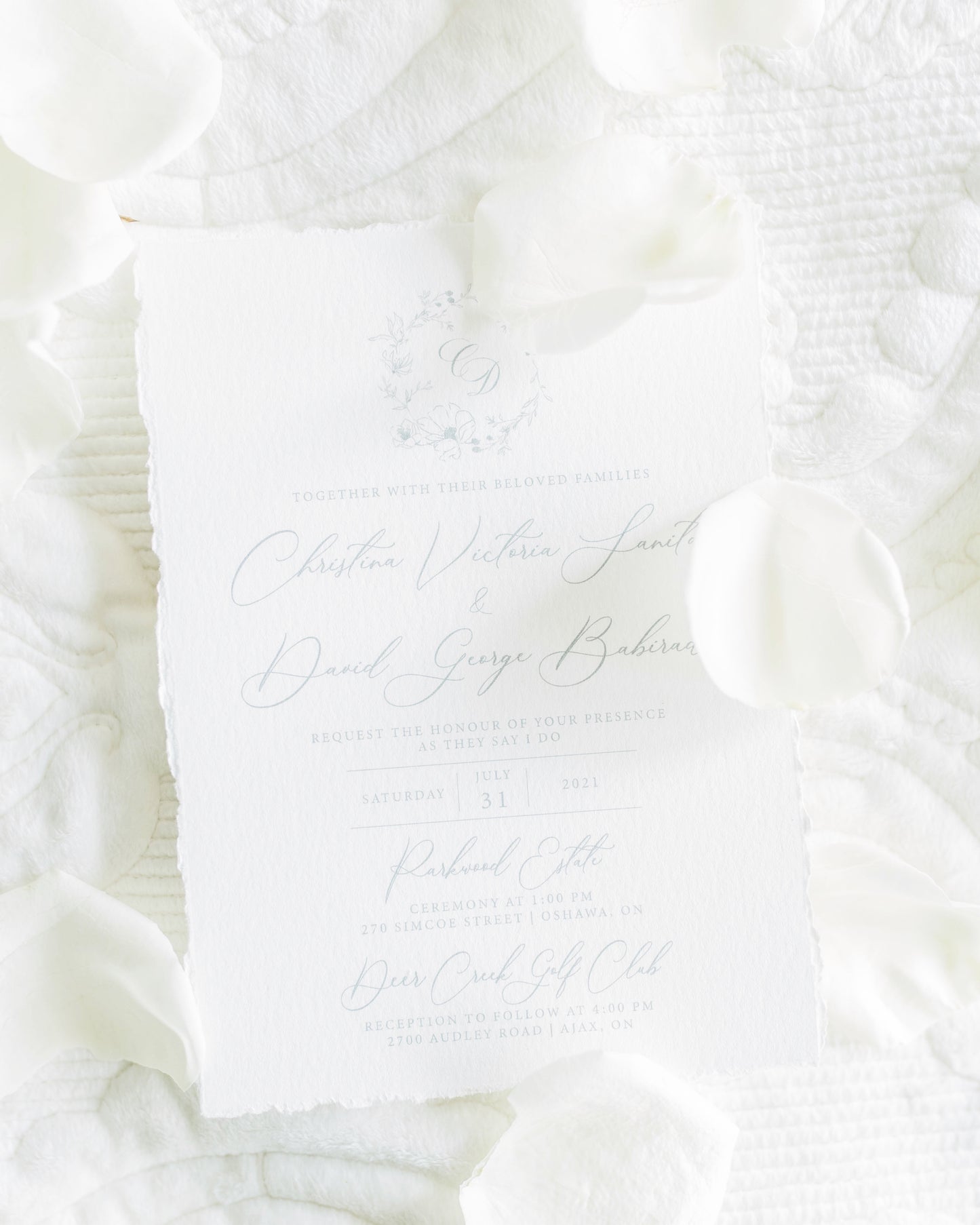 Deckle Edge Wedding Invitation Suite - Set of 25