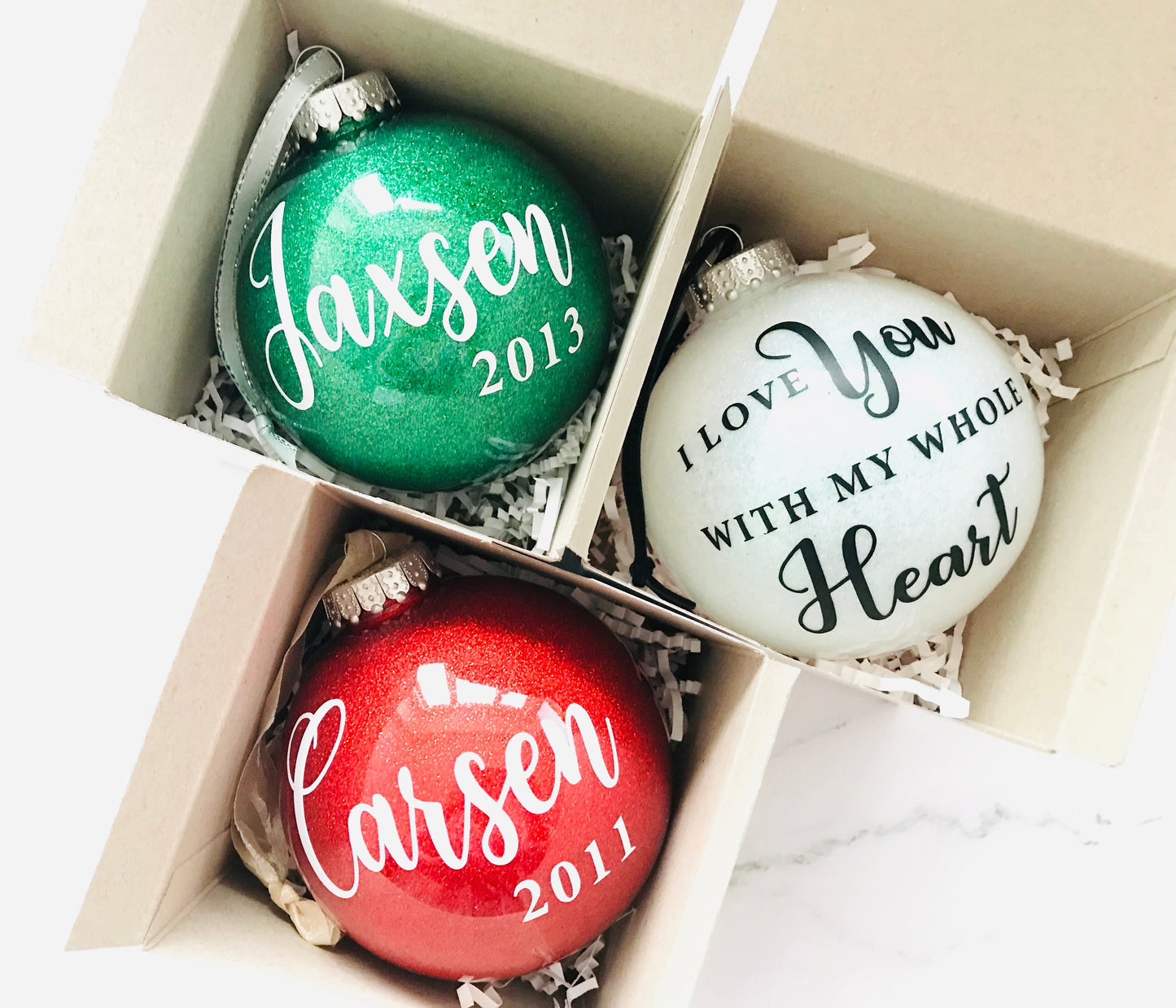 Personalized Christmas Ornament with Individual Gift Box