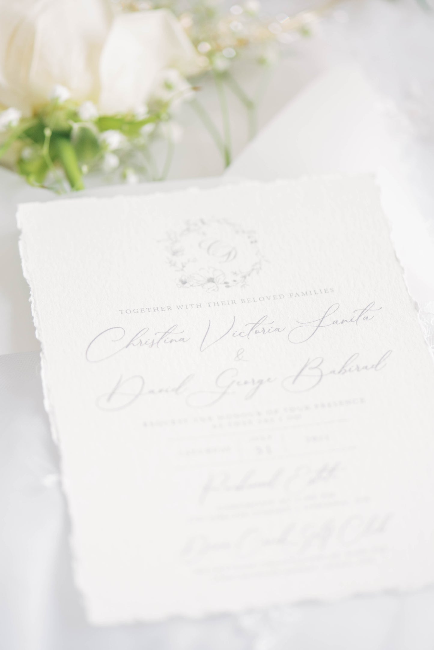 Deckle Edge Wedding Invitation Suite - Set of 25