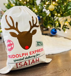 Christmas Santa Sack Personalized - Reindeer Santa Sack
