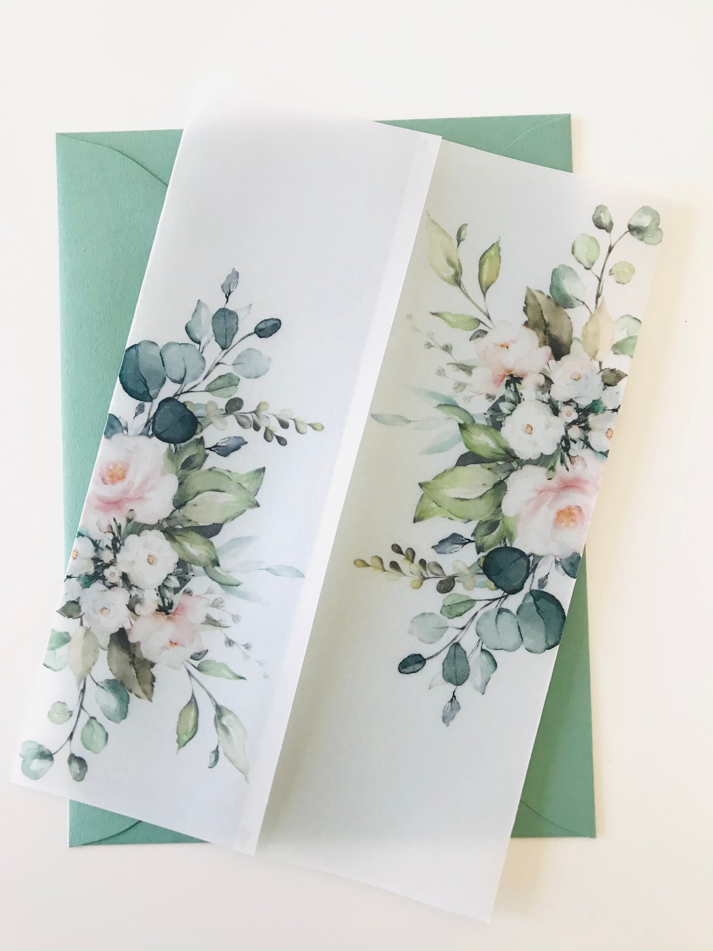 Vellum Wedding Invitations with Greenery - Set of 25