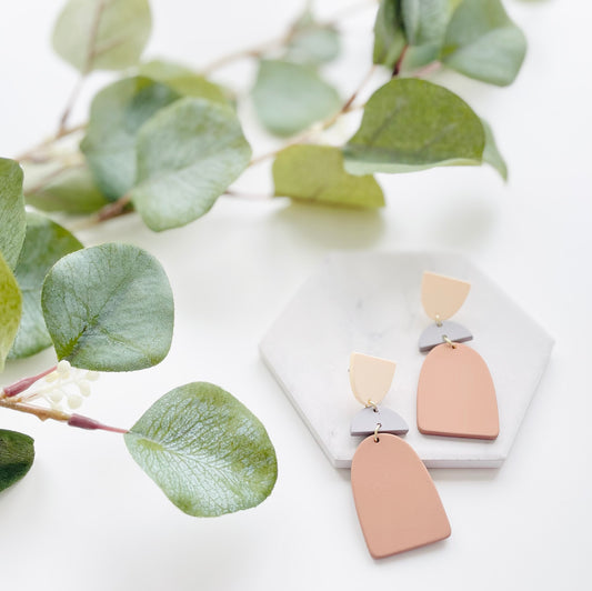 Blush Neutral Dangle Clay Earrings