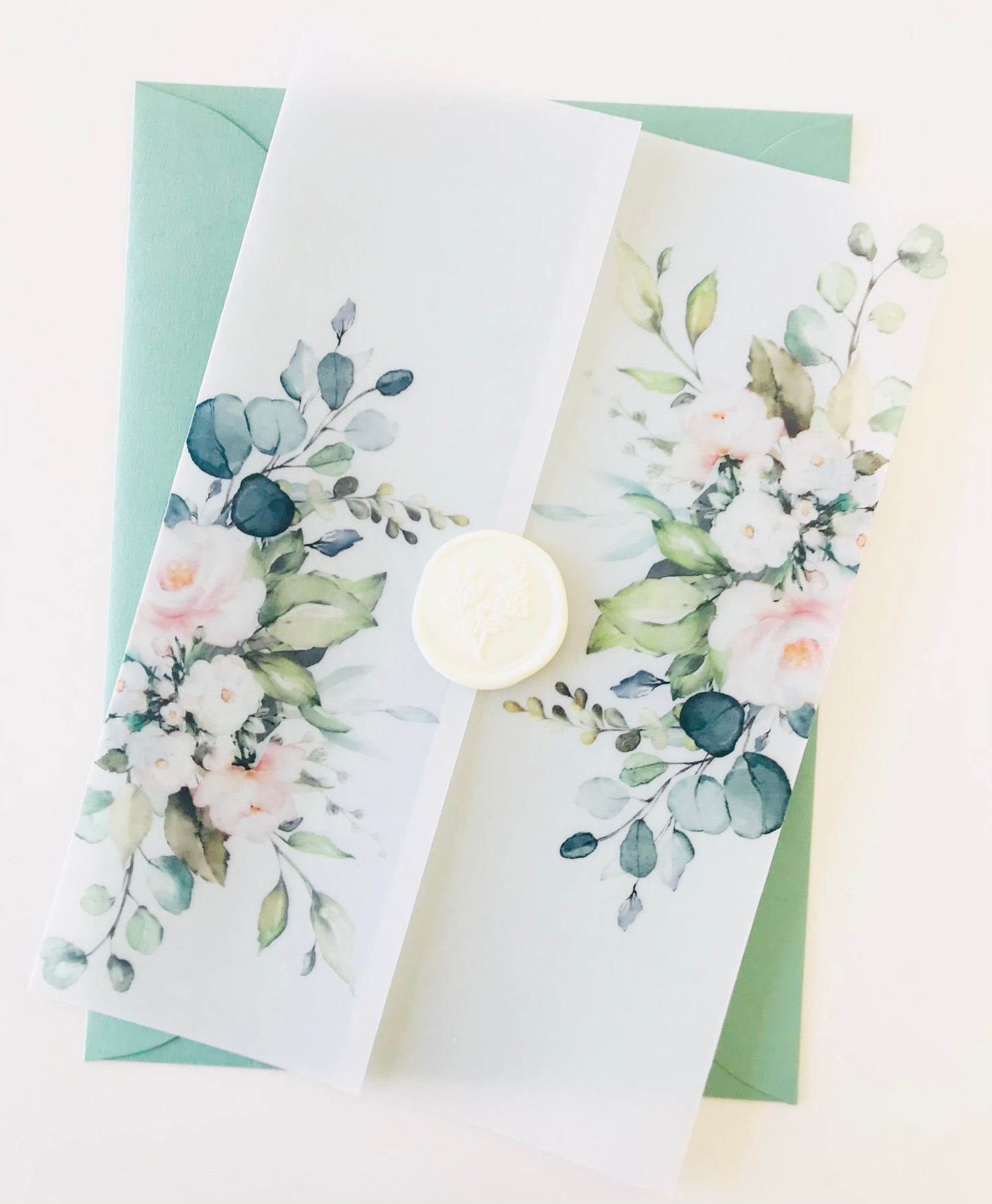 Vellum Wedding Invitations with Greenery - Set of 25